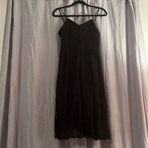 Black lace, v-neck dress. Gold detailing, new with tags.